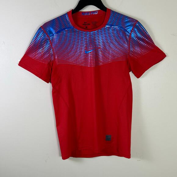 Nike Pro Hypercool Max Fitted Metalized Red/Blue Shirt - Men's small - Picture 1 of 5